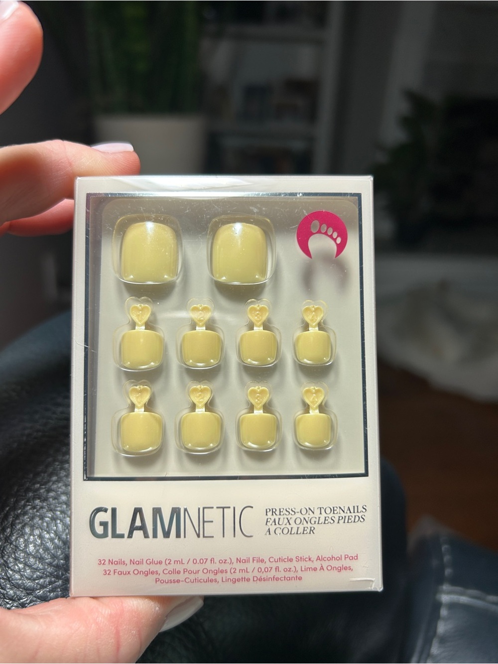 GLAMnetic Yellow Pop Press-On Toenails NIB